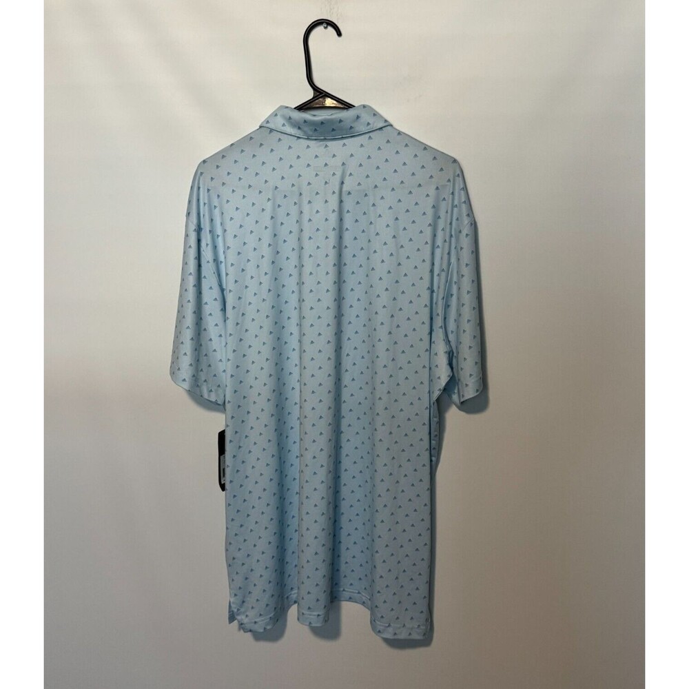 Adidas Polo Shirt Mens XL Blue Golf Performance Stretch All Over Print Logo NEW - Picture 8 of 10